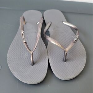 Gray Silver Havaianas Flip Flops